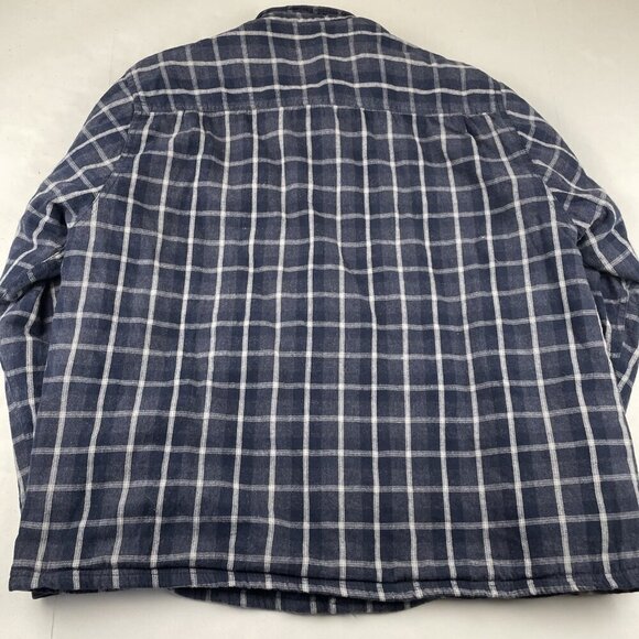 Boston Traders Flannel Shirt Jacket Men’s 2XL Button Up Fleece Lined Check Blue - Picture 3 of 9
